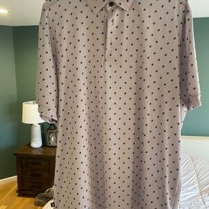 Mizzen+Main Gray and Black Polka Dot Polo Size Large